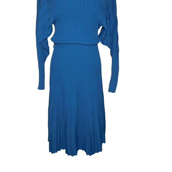 Trina Turk Ava Pleated Sweater Dress Dolan Sleeve Gorgeous Blue - Picture 4 of 8